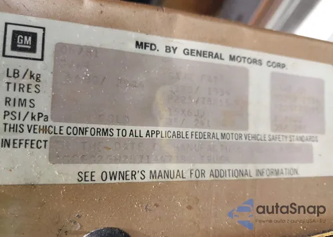 1981 Chevrolet G20 z USA, uszkodzony, nr VIN 1GCEG25H2B7144798